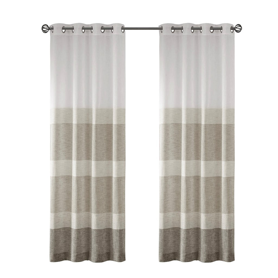 Hayden Woven Faux Linen Striped Window Sheer - Neutral - 50x95"