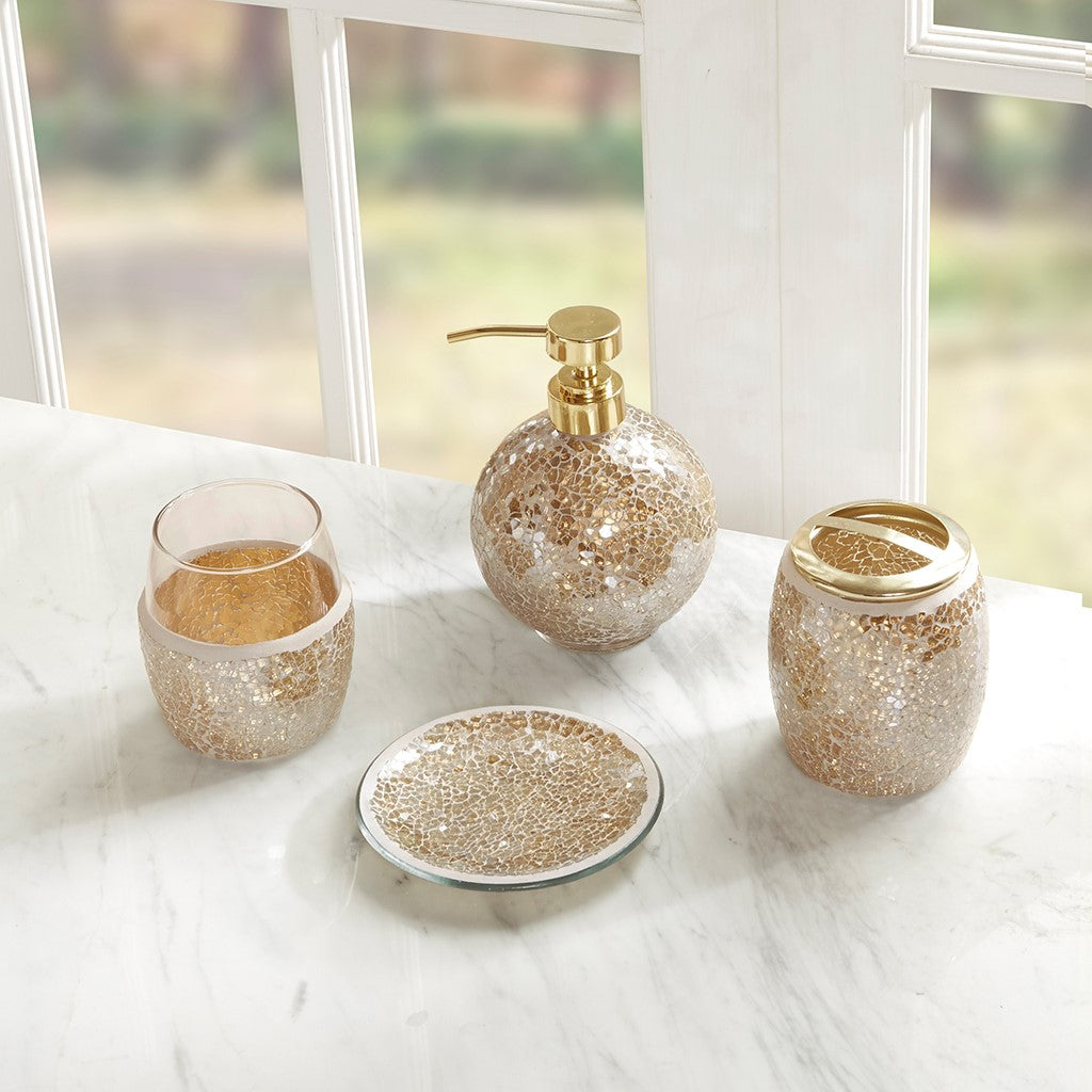 Madison Park Mosaic 4 Piece Bath Accessory Set - Gold 