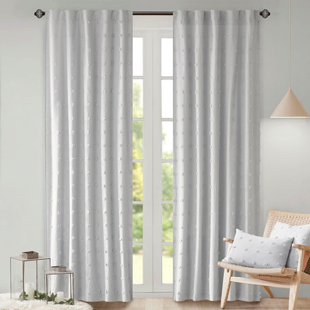 Urban Habitat Brooklyn Cotton Jacquard Pom Pom Rod Pocket/Back Tab Window Panel - Grey - 42x63"