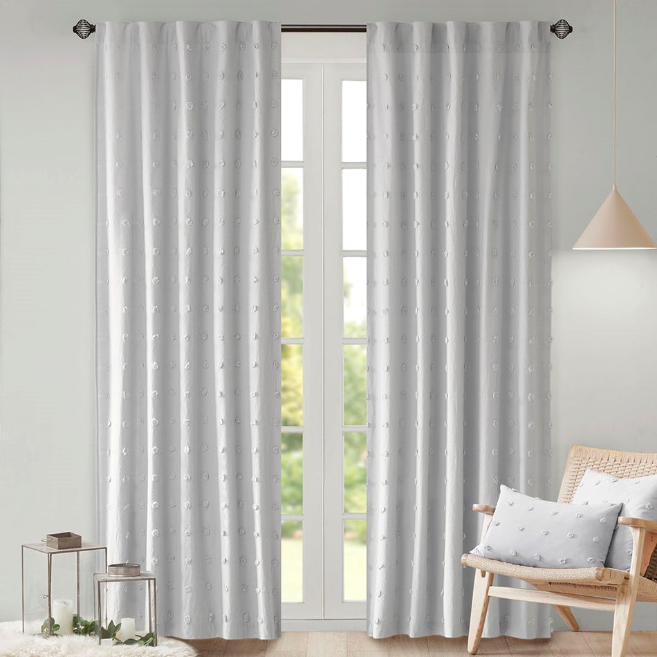 Urban Habitat Brooklyn Cotton Jacquard Pom Pom Rod Pocket/Back Tab Window Panel - Grey - 42x84"