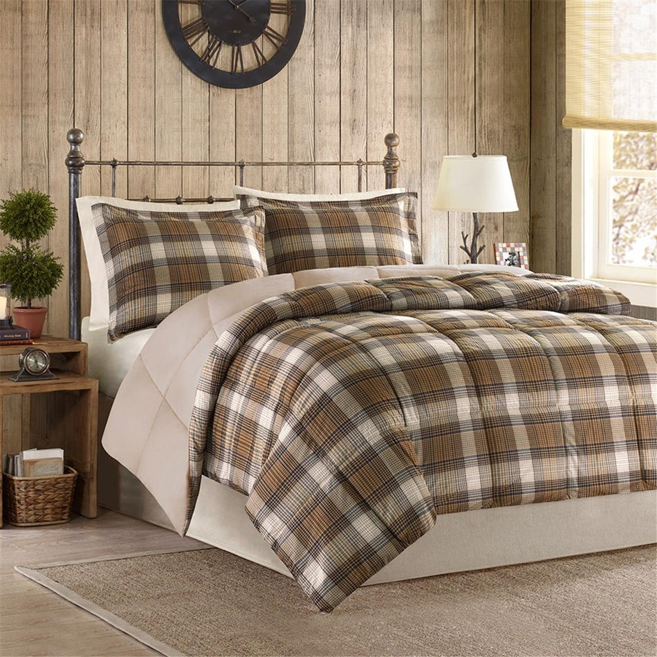 Woolrich Lumberjack Classic Quilting Soft and Cozy Microfiber Solid Reverse Down Alternative Comforter Set - Multicolor - Full Size / Queen Size