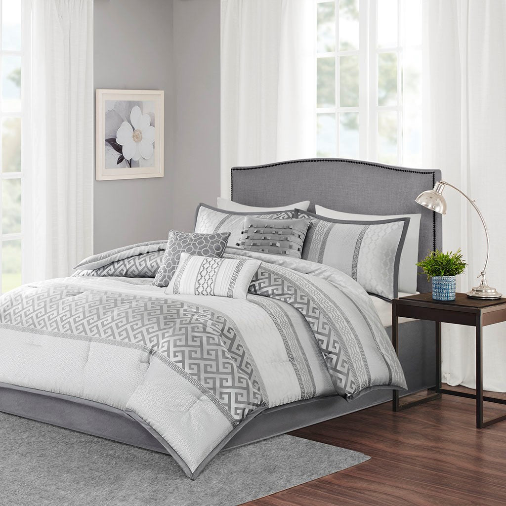 Madison Park Bennett 7 Piece Comforter Set - Grey - King Size