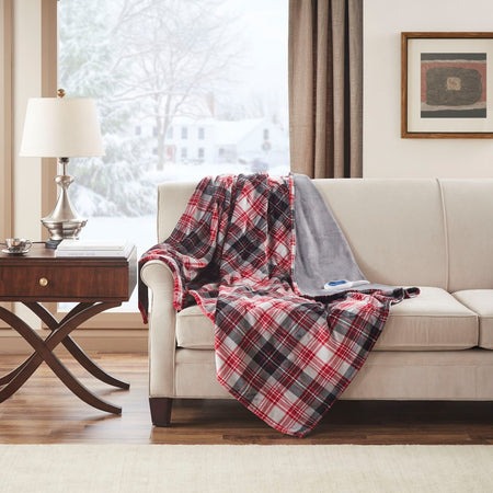 True North by Sleep Philosophy Jacob Oversized Plaid Plush Heated Throw - Red - 60x70"