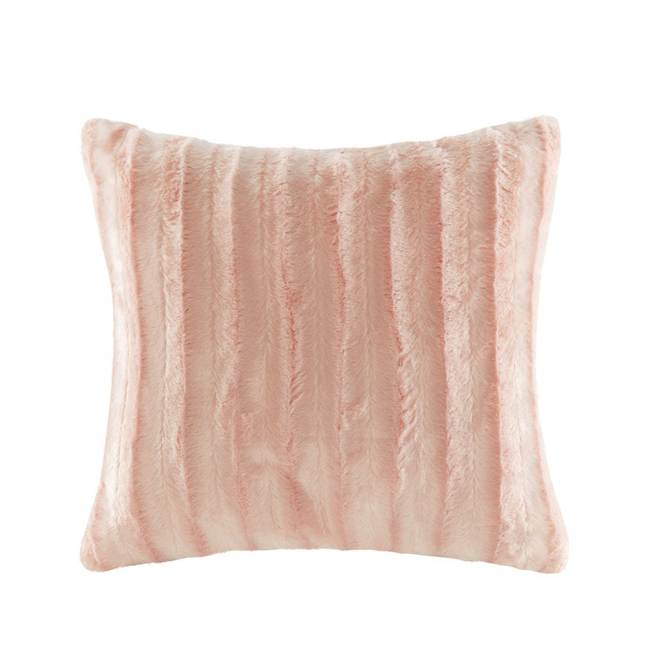 Madison Park Duke Faux Fur Square Pillow - Blush - 20x20"