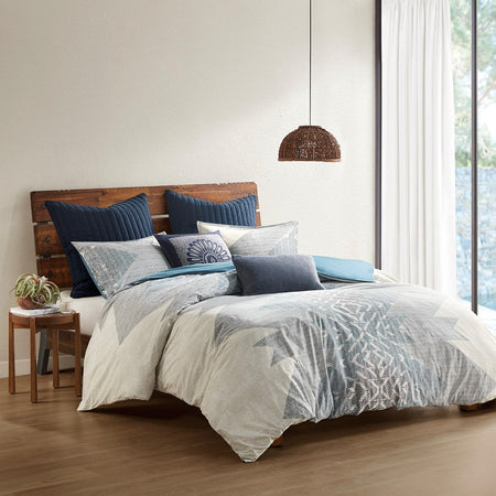 INK+IVY Nova 3 Piece Duvet Cover Mini Set - Blue - King Size / Cal King Size