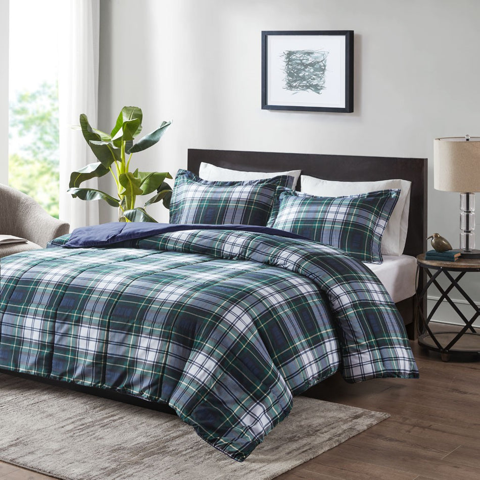 Parkston 3M Scotchgard Down Alternative All Season Comforter Set - Navy - Full Size / Queen Size