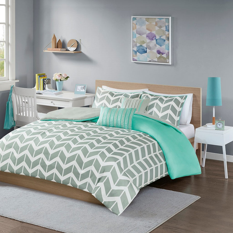 Nadia Duvet Cover Set - Aqua - Twin Size / Twin XL Size