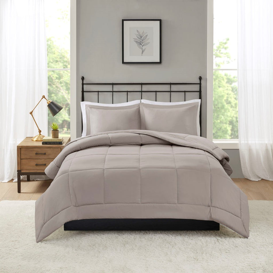 Sarasota Microcell Down Alternative Comforter Mini Set - Taupe - Full Size / Queen Size