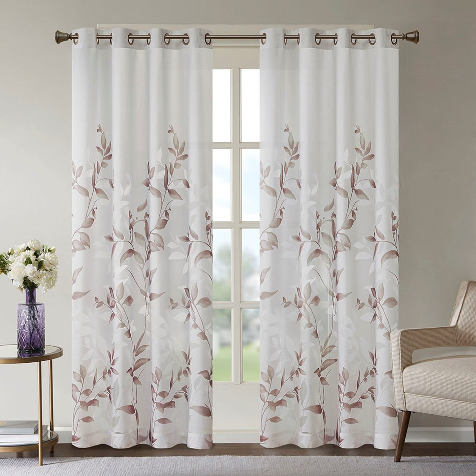 Madison Park Cecily Burnout Printed Window Panel - Mauve - 84" Panel