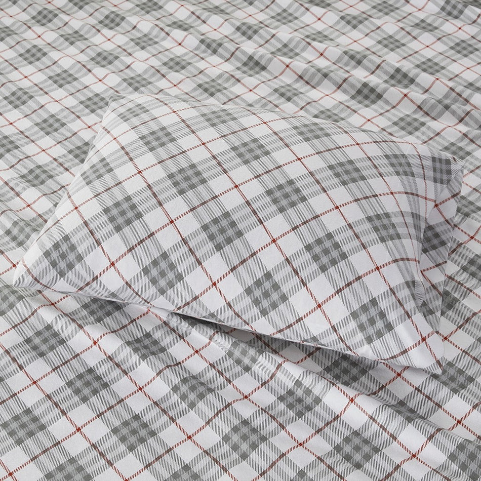 Cozy Cotton Flannel Printed Sheet Set - Red Plaid - Full Size