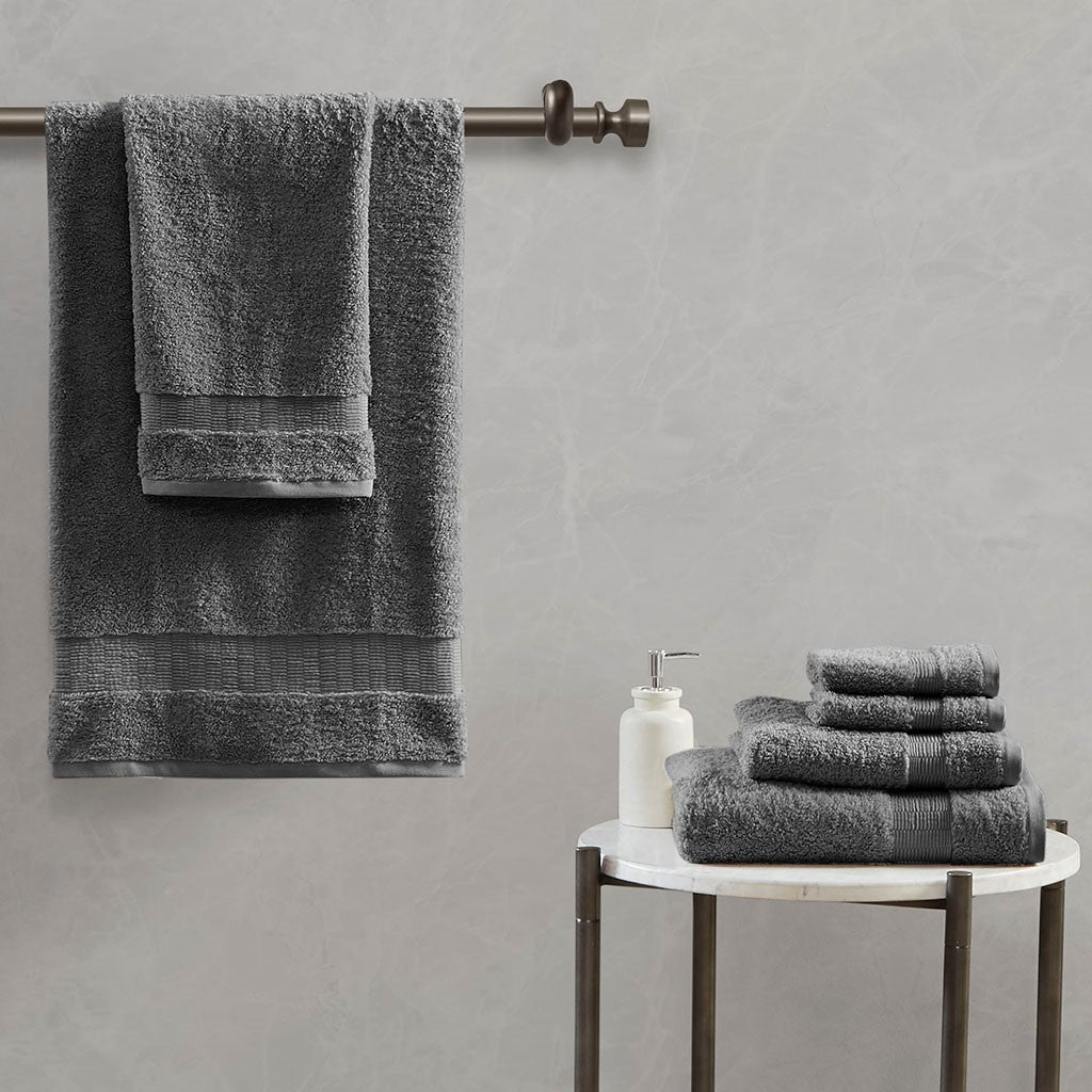 Madison Park Signature Luxor 100% Egyptian Cotton 6 Piece Towel Set - Charcoal 