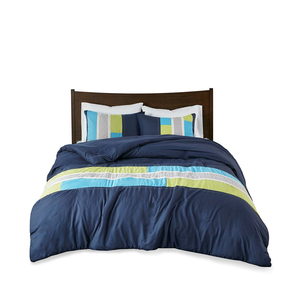 Pipeline Duvet Cover Set - Navy - Full Size / Queen Size