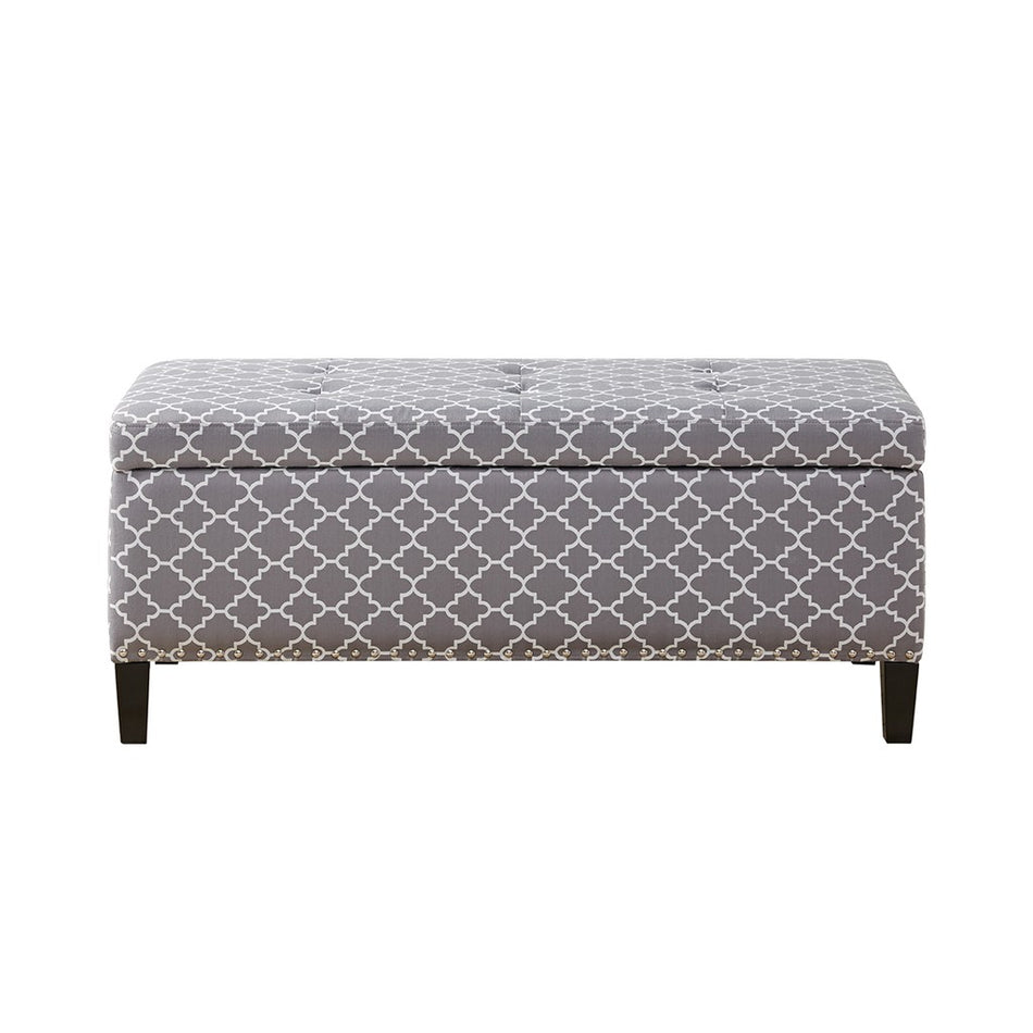 Shandra II Tufted Top Soft Close Storage Bench - Grey