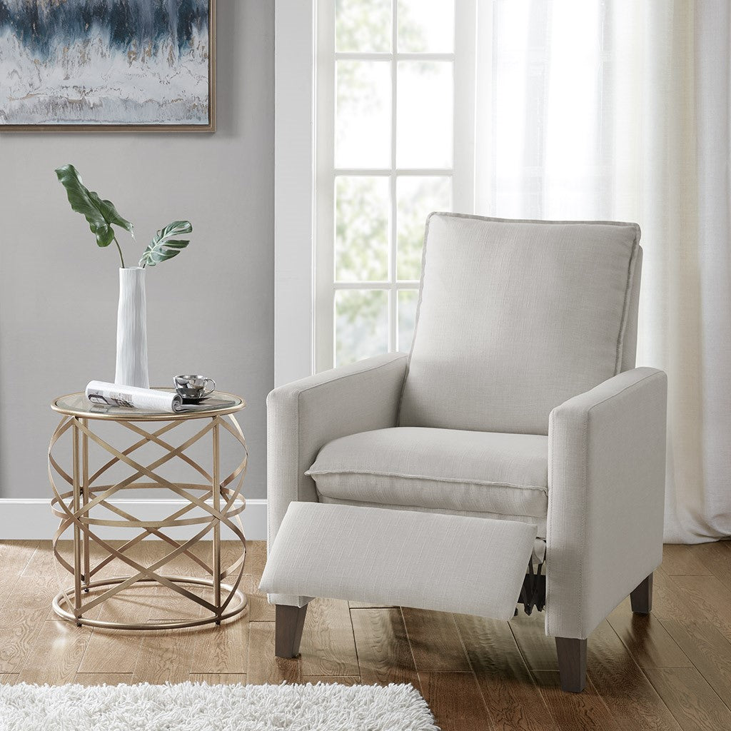 Madison Park Coleman Upholstered Manual Push Back Recliner - Ivory 